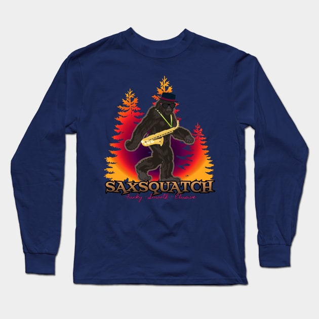 Saxquatch...Catch Him If You Can Long Sleeve T-Shirt by ILLannoyed 